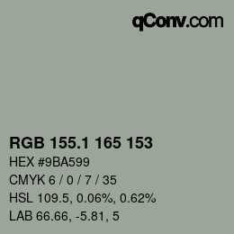 カラーコード: RGB 155.1 165 153 | qconv.com