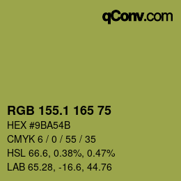 カラーコード: RGB 155.1 165 75 | qconv.com