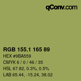 カラーコード: RGB 155.1 165 89 | qconv.com