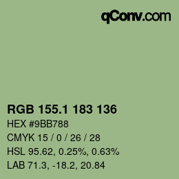 カラーコード: RGB 155.1 183 136 | qconv.com
