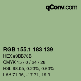 カラーコード: RGB 155.1 183 139 | qconv.com