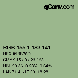 カラーコード: RGB 155.1 183 141 | qconv.com