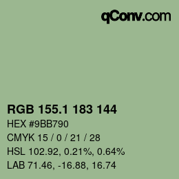 Color code: RGB 155.1 183 144 | qconv.com