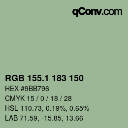 カラーコード: RGB 155.1 183 150 | qconv.com