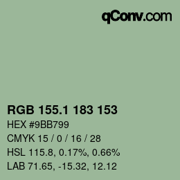 カラーコード: RGB 155.1 183 153 | qconv.com