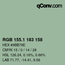 Color code: RGB 155.1 183 158 | qconv.com