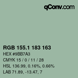 Color code: RGB 155.1 183 163 | qconv.com
