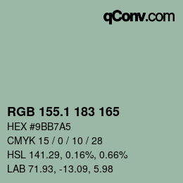 カラーコード: RGB 155.1 183 165 | qconv.com