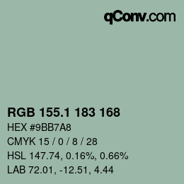 カラーコード: RGB 155.1 183 168 | qconv.com