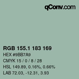 Color code: RGB 155.1 183 169 | qconv.com