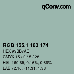 Color code: RGB 155.1 183 174 | qconv.com
