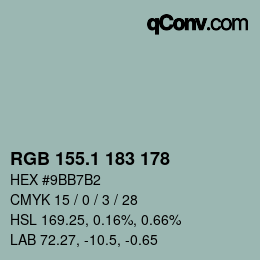 Color code: RGB 155.1 183 178 | qconv.com