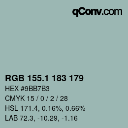 Color code: RGB 155.1 183 179 | qconv.com
