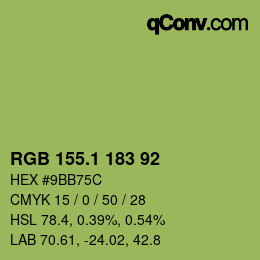 カラーコード: RGB 155.1 183 92 | qconv.com