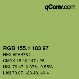 カラーコード: RGB 155.1 183 97 | qconv.com