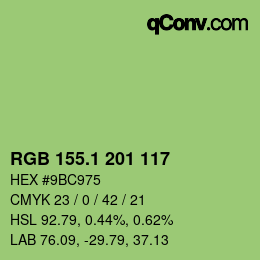 カラーコード: RGB 155.1 201 117 | qconv.com