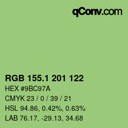 カラーコード: RGB 155.1 201 122 | qconv.com