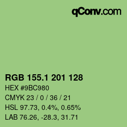 カラーコード: RGB 155.1 201 128 | qconv.com