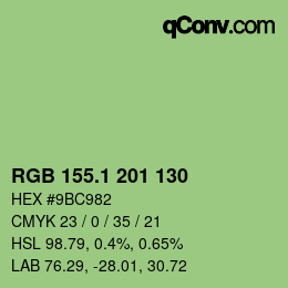 カラーコード: RGB 155.1 201 130 | qconv.com
