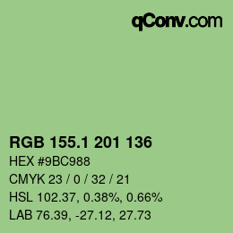カラーコード: RGB 155.1 201 136 | qconv.com