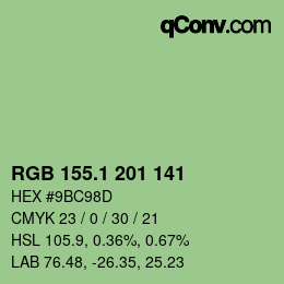 カラーコード: RGB 155.1 201 141 | qconv.com