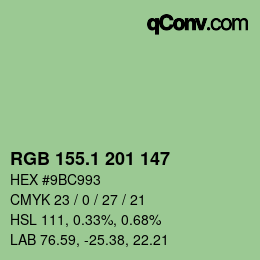 カラーコード: RGB 155.1 201 147 | qconv.com