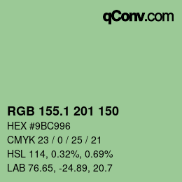 カラーコード: RGB 155.1 201 150 | qconv.com