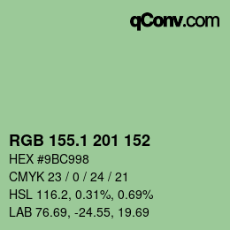 カラーコード: RGB 155.1 201 152 | qconv.com