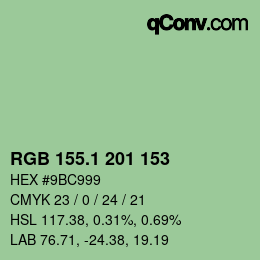 カラーコード: RGB 155.1 201 153 | qconv.com