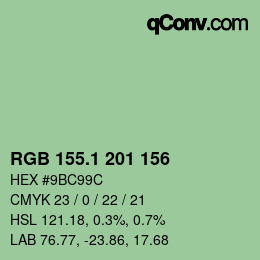 カラーコード: RGB 155.1 201 156 | qconv.com