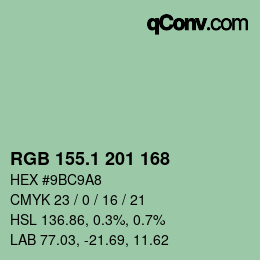 カラーコード: RGB 155.1 201 168 | qconv.com