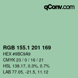 カラーコード: RGB 155.1 201 169 | qconv.com