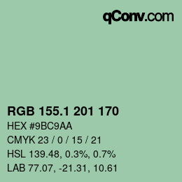 カラーコード: RGB 155.1 201 170 | qconv.com