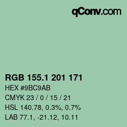 カラーコード: RGB 155.1 201 171 | qconv.com