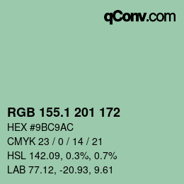 カラーコード: RGB 155.1 201 172 | qconv.com