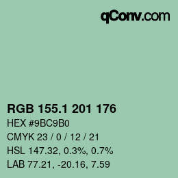 Color code: RGB 155.1 201 176 | qconv.com