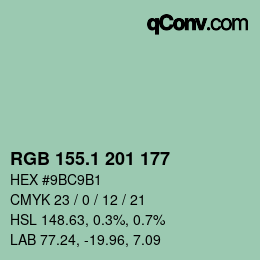 Color code: RGB 155.1 201 177 | qconv.com