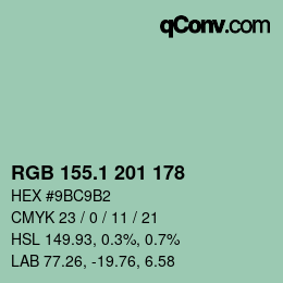 カラーコード: RGB 155.1 201 178 | qconv.com