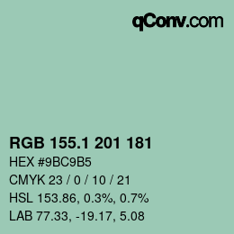 Color code: RGB 155.1 201 181 | qconv.com