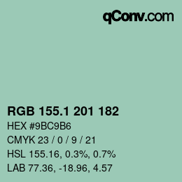 Color code: RGB 155.1 201 182 | qconv.com