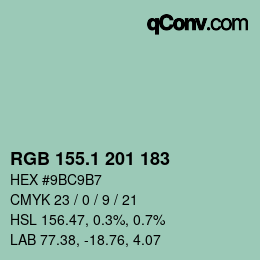 Color code: RGB 155.1 201 183 | qconv.com