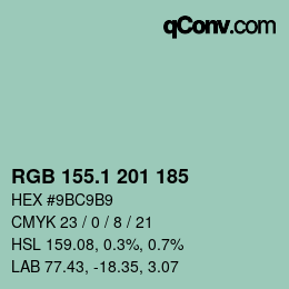 カラーコード: RGB 155.1 201 185 | qconv.com