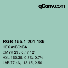 Color code: RGB 155.1 201 186 | qconv.com