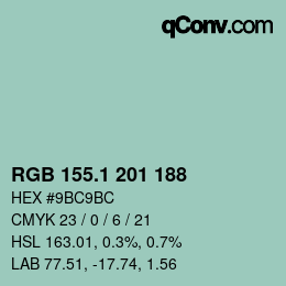 Color code: RGB 155.1 201 188 | qconv.com