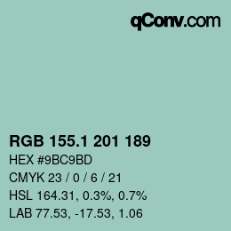 カラーコード: RGB 155.1 201 189 | qconv.com
