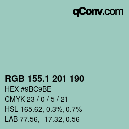 カラーコード: RGB 155.1 201 190 | qconv.com