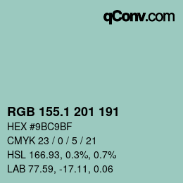 Color code: RGB 155.1 201 191 | qconv.com