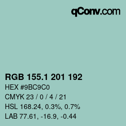 カラーコード: RGB 155.1 201 192 | qconv.com