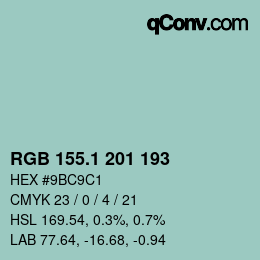 Color code: RGB 155.1 201 193 | qconv.com