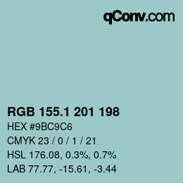 Farbcode: RGB 155.1 201 198 | qconv.com